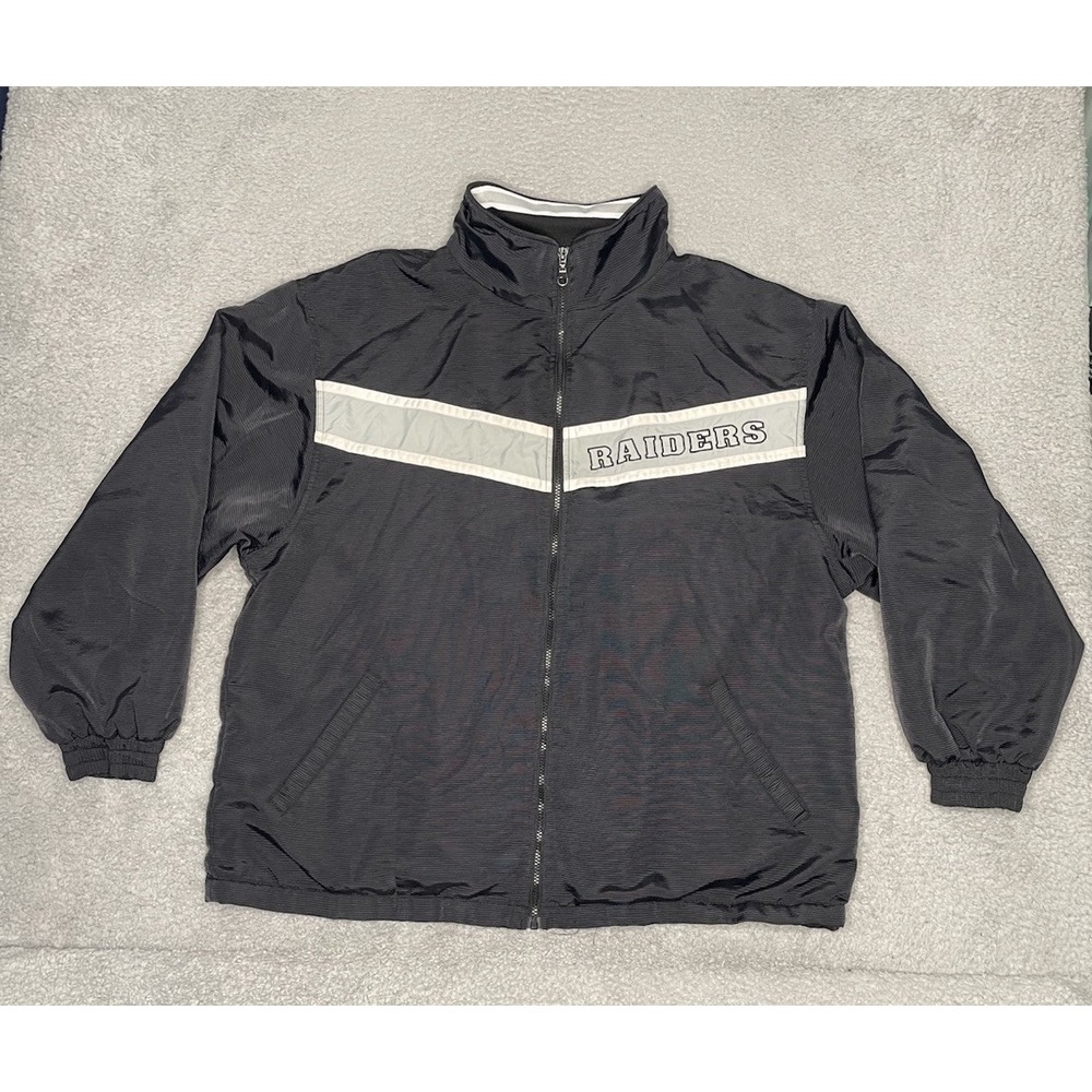Vintage Logo Athletic Oakland Raiders Jacket Men Large Black Full Zip Game Day